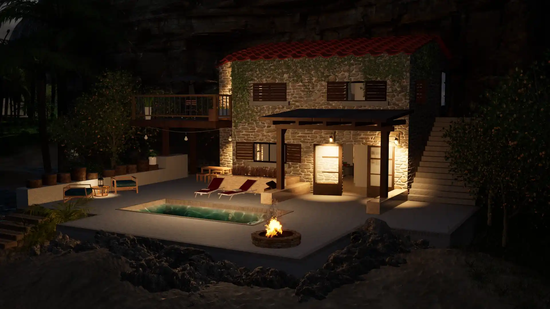 Modern tower 3D rendering